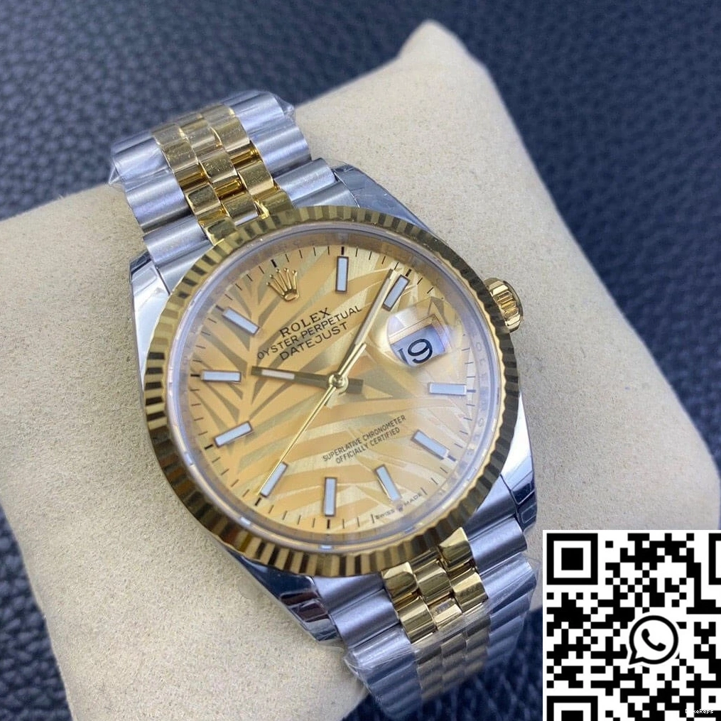 Golden Dial Pattern Palm Leaf Datejust Factory EW Rolex M126233-0037 0429